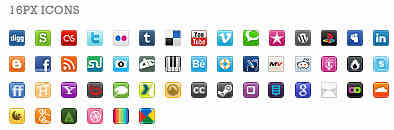 Social Bookmarking 16px Buttons