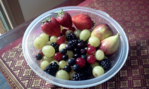 Blueberries, Strawberries, White Grapes, Red Grapes, Figs