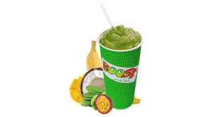 Boost Juice Caribbean Green Smoothie (mango, passionfruit, banana, spinach, mango nectar, coconut milk, coconut water & ice)