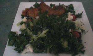 Veggie Burger, Kale, Spring Onion, Cherry Tomatoes, Broccoli, Cauliflower, Pumpkin Seeds, Sunflower Seeds