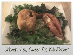 Chicken Kiev, Sweet Potato, Kale, Rocket, Broccoli & Cauli Mash