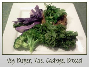 Veg Burger, Kale, Broccoli, Red Cabbage, Spring Onion