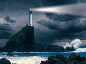 Lighthouse in storm