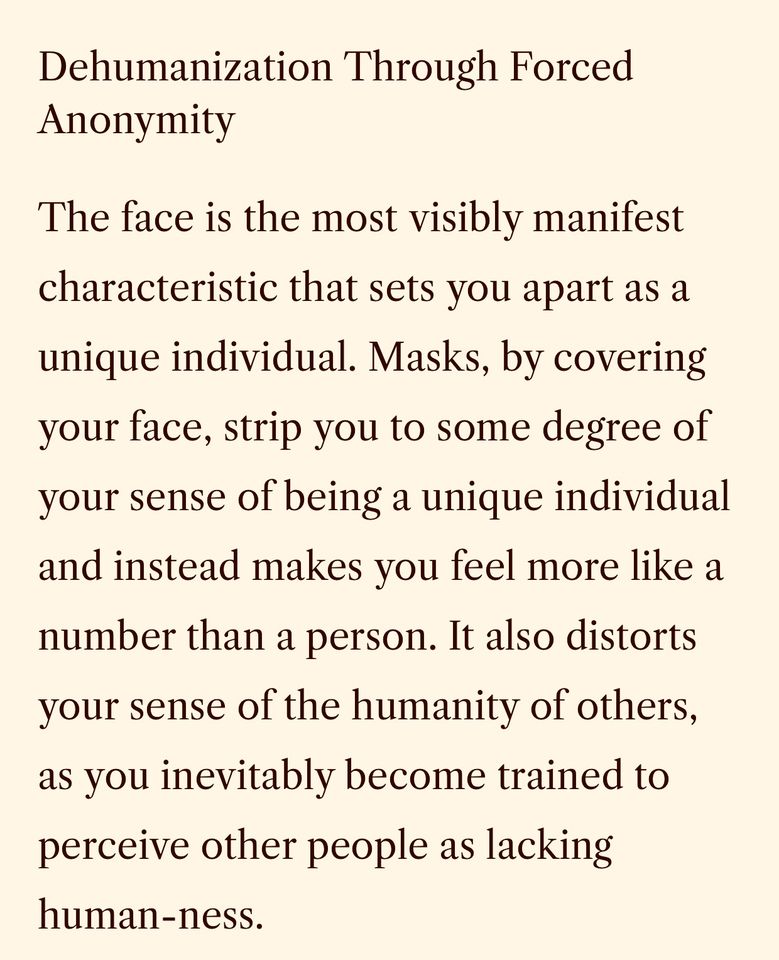 Masks = Dehumanization