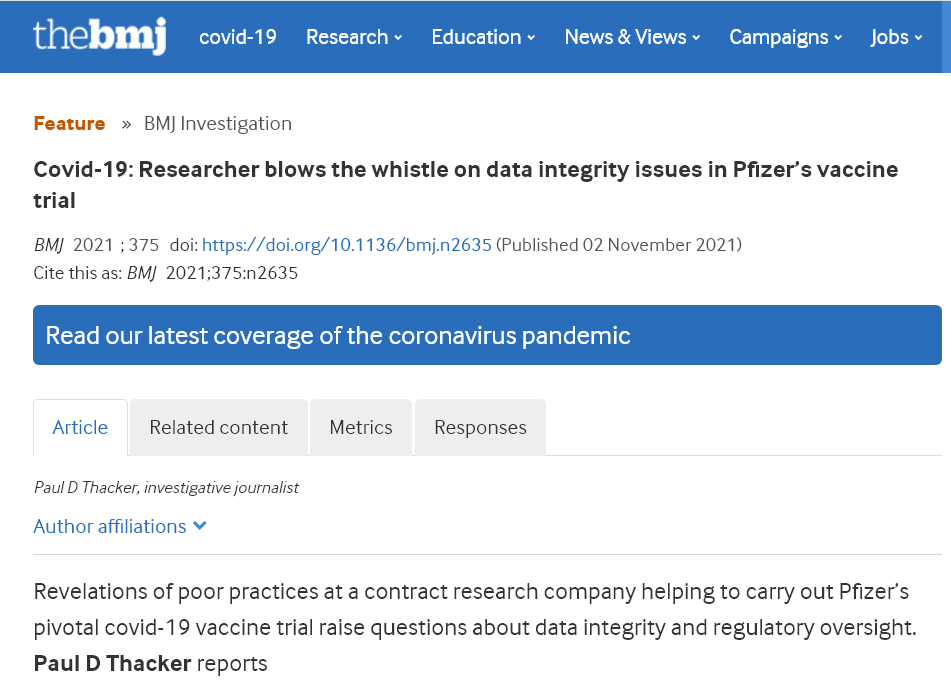 Bmj Researcher Data Integrity Pfizertrial