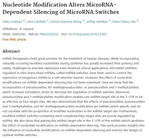 Nucleotide Modification Alters MicroRNA-Dependent Silencing of MicroRNA Switches