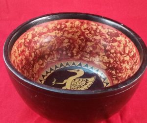 Wooden Bowl (Fruit Bowl) Bird Pattern – Deep, (23cm x 14cm) (Ex-Shop Stock)